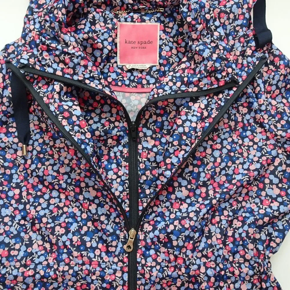 Kate Spade Packable Anorak Utility Jacket Park Ave Floral Double Zip NWT XS